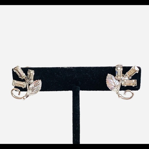 Earrings Sorrento Sterling Silver Screw Back Earrings Vintage Glass Crystals - Picture 9 of 9